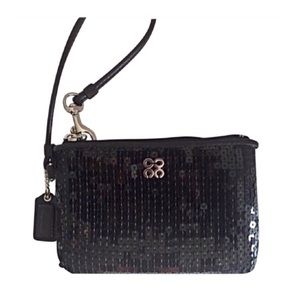 Coach Black Sequin Wristlet NWOT